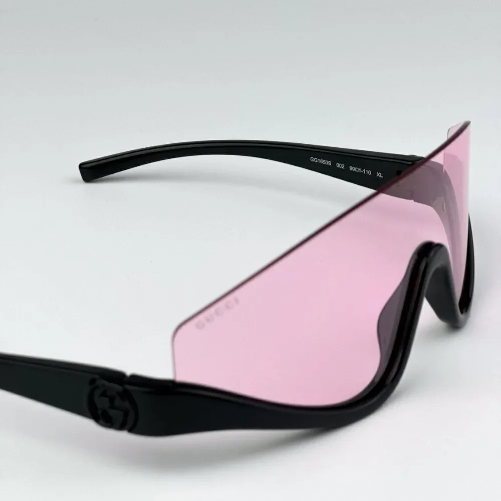NEW Gucci GG1650S 002 Black Pink Unisex Shield Mask Sunglasses GG 1650S